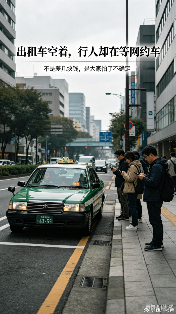 空出租车随处可见，人们宁愿淋雨等网约车，也不愿伸手拦车